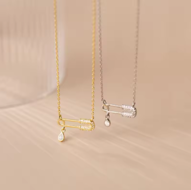 Safety Pin Clip Pendant Necklace