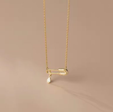 Safety Pin Clip Pendant Necklace