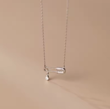 Safety Pin Clip Pendant Necklace