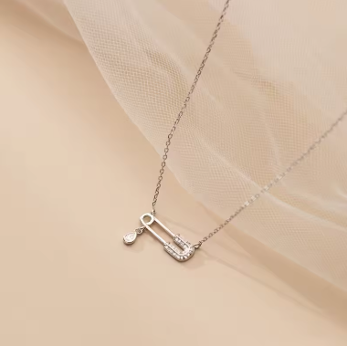 Safety Pin Clip Pendant Necklace